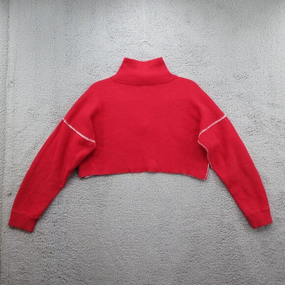 Silence + Noise Cropped 1/4 Zip Pullover Sweater Womens S Red Cozy - Picture 6 of 9